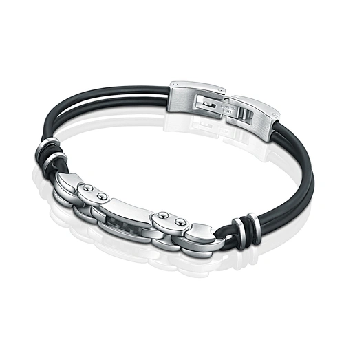Loose multi strand design leather cord flat braided bracelet