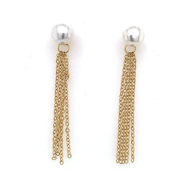 Elegant vintage studs premium pearl multi-tassel earrings two ways to wear silver pin earrings