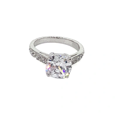 Elegant silver bijoux white diamond engagement ring