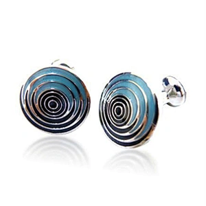 Boutique blue circles round brand name cufflinks
