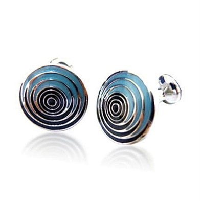 Boutique blue circles round brand name cufflinks