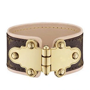 Comfort leather gold color toggle clasp bracelet metal