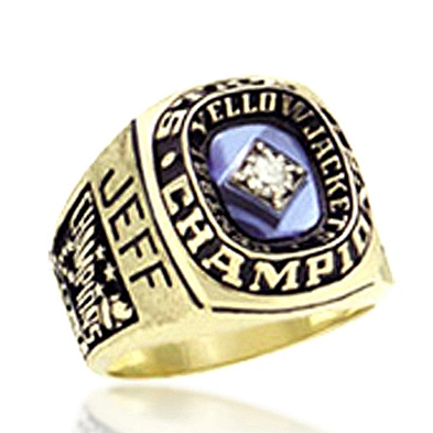 Enamel university graduation ring copper jewelry with gold plated