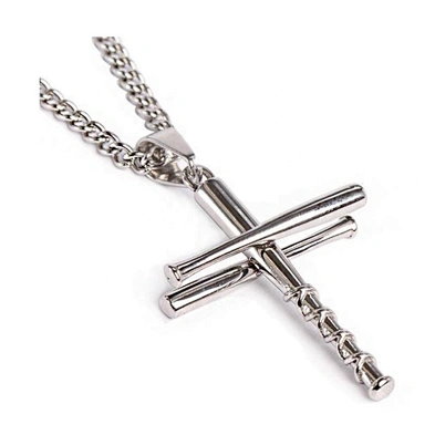 2019 men's charm pendant jewellery baseball bat cross necklace jewelry wholesale