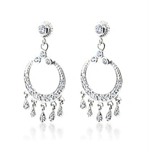Circle design multi drop cz set silver nepal earrings
