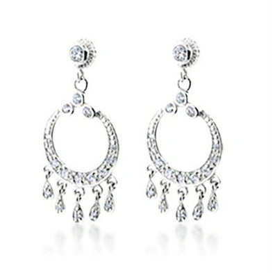 Circle design multi drop cz set silver nepal earrings