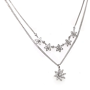 Fashion Hollow Design Tracery White Gold Cz Flower Chains Necklace