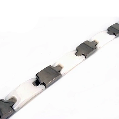 Cheap stainless steel white ceramic beads bracelet