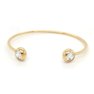 Wholesale simple design 18k gold plating cuff bangle gemstone bracelet unisex