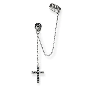 Earring for non piercing ears, black skull earing for men
