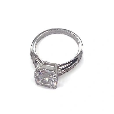 Elegant silver bijoux white diamond engagement ring