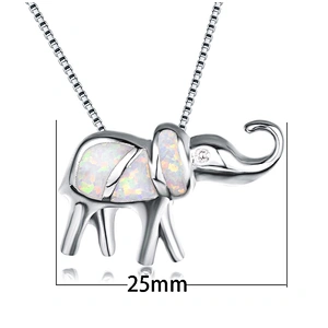 S925 pure silver blue opal treasure elephant pendant girl elephant necklace