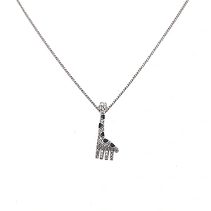 Graceful Lovely Black Painting Silver Multi Cz Full Filled Giraffe Necklace