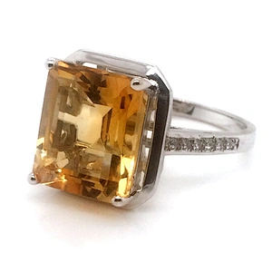 Pave setting yellow topaz silver fashion wedding rings