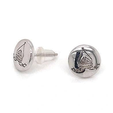 Custom design round joker engraved stud silver earrings men