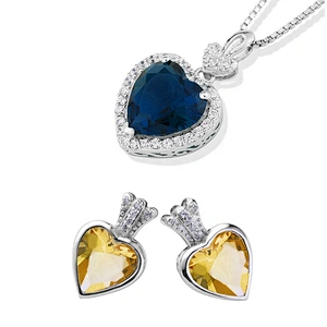 Fancy heart stone cubic zirconia women jewelry set