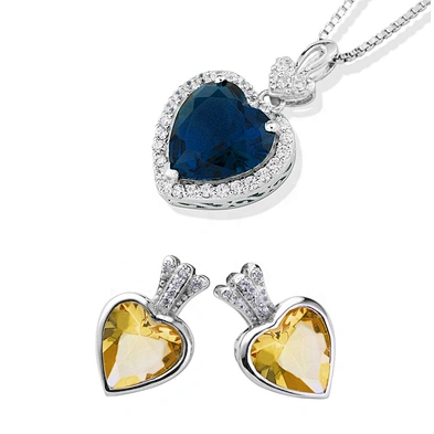 Fancy heart stone cubic zirconia women jewelry set