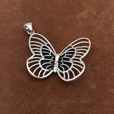 925 Sterling Silver Cz Charm Pendant, White Gold Butterfly Crystal Beads Necklace Pendant, Diamond Butterfly Necklace