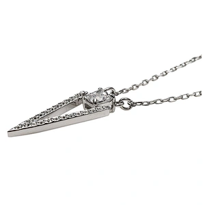 Triangle shape cubic zirconia silver designer white gold set