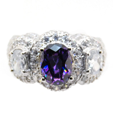 Noble style three gemstone italian silver rings for men