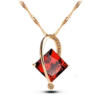 Women 18K Gold Plated Snake Chain Rhinestone Cube Necklace Set