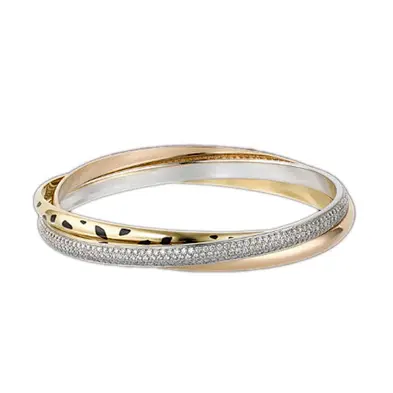 Three tone unique bracelet silver men with cubic stone