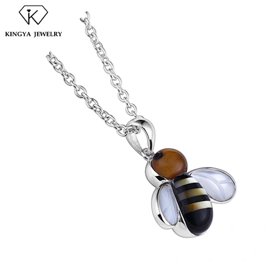 Mother Of Pearl Pendant Necklace Jewelry Shell, Sterling Silver Opal Pendant Honey Bee