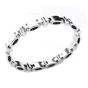 Neat bead buckle stainless steel bracelet with magnetic therapy