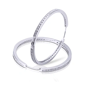 2019 latest model cz inlaid silver fashion hoop earrings
