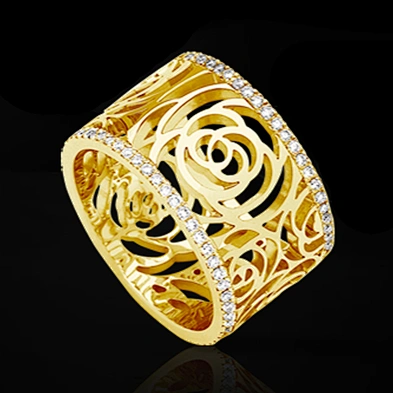 Gorgeous yellow gold plated silver ring fantasy jewelry