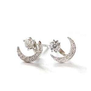 Moon design cheap cz silver star fish earring