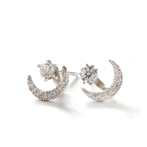 Moon design cheap cz silver star fish earring