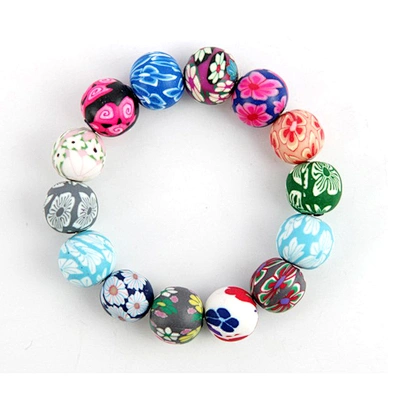 Cheap popular colorful polymer clay beads girls bracelet