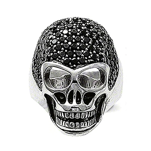 Fresh america punk stainless steel mens skull head rings