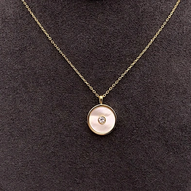 Wholesale Gold Plated Round Shape Silver 925 Jewelry Disc Necklace