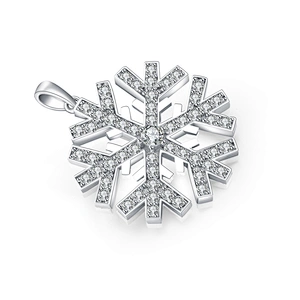 Wholesale Rhodium Plated Jewelry Snowflake Fine 925 Silver Charm Pendant