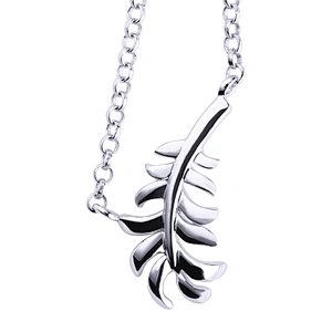925 Sterling Silver Chain, Leaf Shape Pendant Silver Feather Necklace