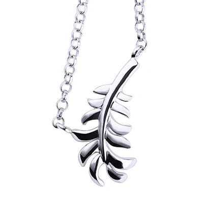 925 Sterling Silver Chain, Leaf Shape Pendant Silver Feather Necklace