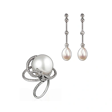 Fashion simple pearl necklace silver bridal jewellery sets
