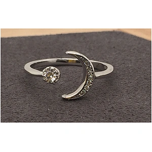 Glamour star and moon antique silver ring and sterling silver