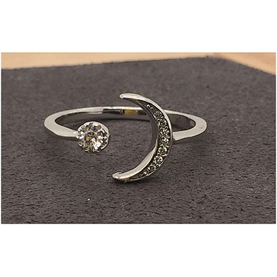 Glamour star and moon antique silver ring and sterling silver