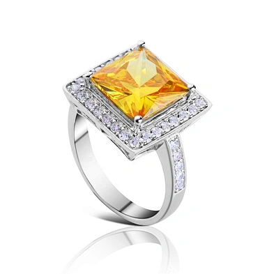 Square design yellow stone silver bijoux 925 rings