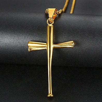 United States hot personality stainless steel fashion baseball cross design pendant for men