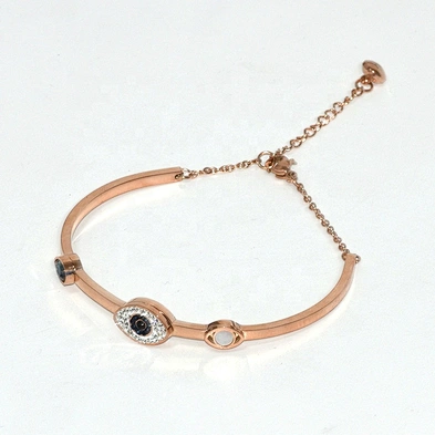 Stainless steel blue gems evil eye womens bracelets bangle cuff
