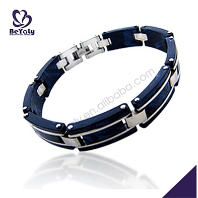 Deep blue tone men innovation buckle indian bangle set