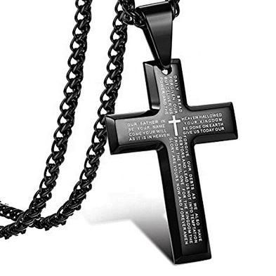 Classic and simple initial letter bible cross pendant necklace