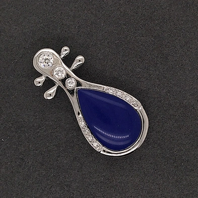 Fashionable Custom Design Blue Shell Chinese Pipa Shape Pendant Music Jewelry Finding