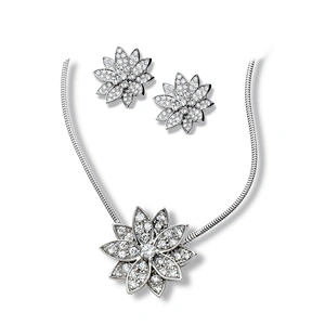 Wholesale brilliant flower cz silver wedding jewelry sets