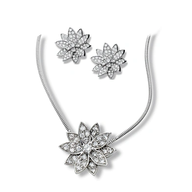 Wholesale brilliant flower cz silver wedding jewelry sets