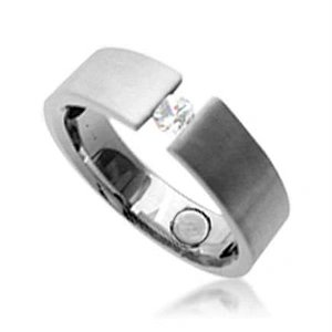 Cheap tension setting zircon stainless steel meaningful rings